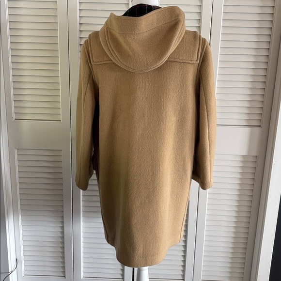 L.L. Bean Vintage Tan Duffle Coat Made in England Tartan Toggle Women’s Size 12 - Picture 6 of 11